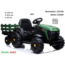 Otroški traktor na akumulator BDM0925 (zelen ali rdeč) EVA, FM radio