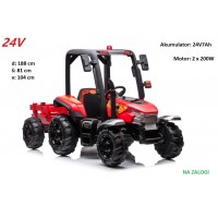 Rdeč otroški traktor na akumulator 24V7Ah