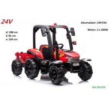 Rdeč otroški traktor na akumulator 24V; 400W
