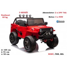 Otroški Jeep na akumulator 2 x 24V - JH102 (bel, črn, rdeč) TRIJE SEDEŽI
