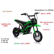 Otroški motokros SX2328 350W (zelen, roza, rdeč) 16 km/h; max 65 kg