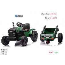 Traktor 24V s prikolico CH9959B (zelen, rdeč) 240W 