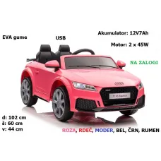 Otroški električni avto Audi TT RS (roza, rdeč, rumen, moder, črn, bel)