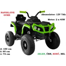 Otroški Quad štirikolesnik BDM0906 (rdeč, bel, črn, zelen) NAPIHLJIVE gume