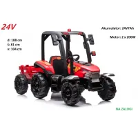 Rdeč otroški traktor na akumulator 24V; 400W; BLT-206