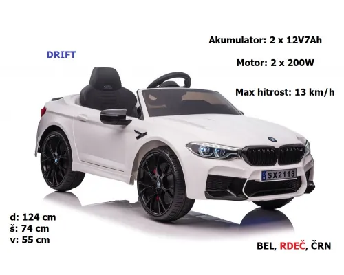 Otroški avto BMW M5 DRIFT (bel, črn, rdeč, moder)