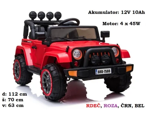 Otroški jeep BRD-7588 4x4 12V10Ah (bel, črn, rdeč)