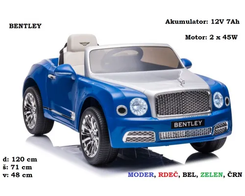 Otroški avto Bentley Mulsanne 12V (bel, moder, rdeč, črn, zelen) JE1006