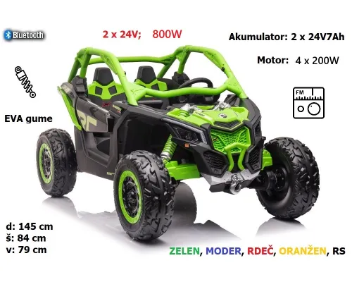 Otroški Buggy 2x24V DK-CA001 800W (rdeč, oranžen, zelen, moder, RS)