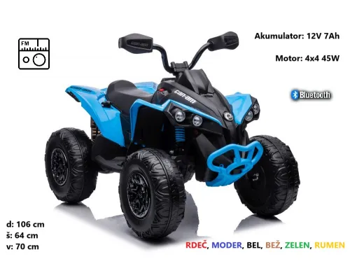 Otroški CAN AM CA002 na akumulator 12V; pogon 4X4