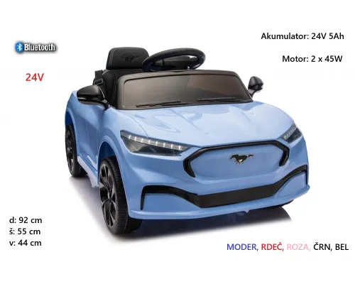 Ford Mustang Mach-E 24V (moder, rdeč, roza, bel, črn) Bluetooth