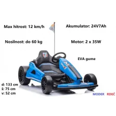 Otroška Formula Drift na akumulator 24V 400W (modra, rdeča) A035
