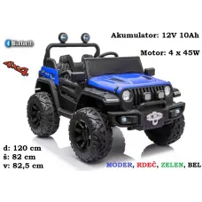 Otroški jeep na akumulator 12V HC8988 4x4 (bel, rdeč, moder, zelen, črn)