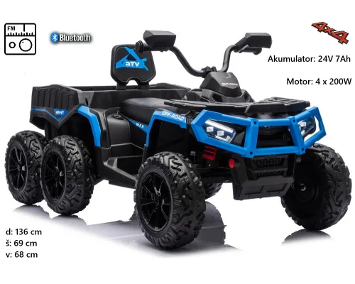 6-kolesni 800W otroški ATV JC606 24V 4x4 s prikolico (zelen, moder, rdeč)