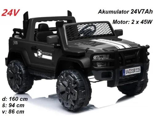 Črn otroški JEEP YSA026 na akumulator 24V7Ah