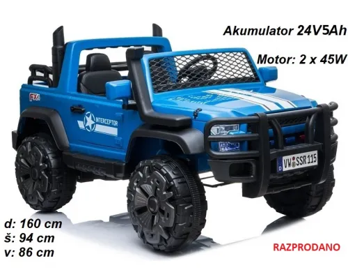 Otroški JEEP na akumulator YSA026 (24V7Ah) moder