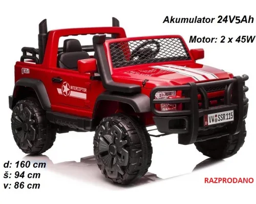 Otroški JEEP na akumulator YSA026 (24V7Ah) rdeč