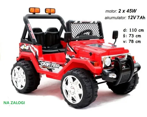 Otroški Jeep Raptor (moder, črn, rdeč ali roza)