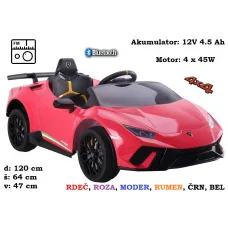 Lamborghini Huracan 4x4 + bluetooth, FM radio (roza, moder, rumen, črn, rdeč, bel)