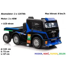 Otroški Mercedes XMX622B s prikolico (moder, rdeč, rumen, zelen) + LCD ekran