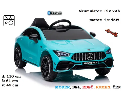Mercedes CLA 45s AMG 4x4; 12V (moder, bel, črn, rdeč, rumen)