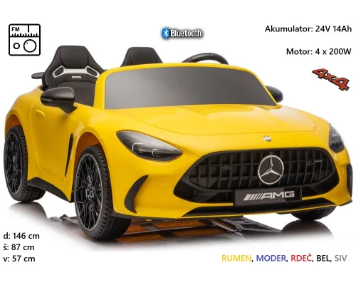 Mercedes GT63 AMG DK-GT63 24V 800W (rumen, bel, moder, rdeč, siv)
