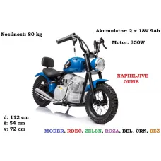 Otroški motor A9902 na akumulator 36V, 350W (moder, rdeč, roza, zelen, črn, bel, bež)