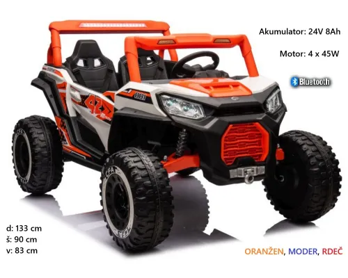 Otroški buggy NEL-913 24V, 4X4, Bluetooth (oranžen, moder, rdeč)