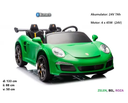 Otroški avto RUF GTC3 24V; 4X4; S322 (zelen, bel, roza)