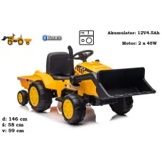 Otroški TRAKTOR BAGER na akumulator 12V + plug + prikolica (S617)