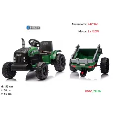 Traktor 24V s prikolico CH9959B (zelen, rdeč) 240W 
