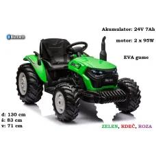 Traktor HC-306 na akumulator 24V (zelen, rdeč, roza)