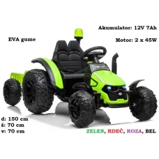 Otroški traktor na akumulator HZB-200 12V (zelen, rdeč, roza, bel)
