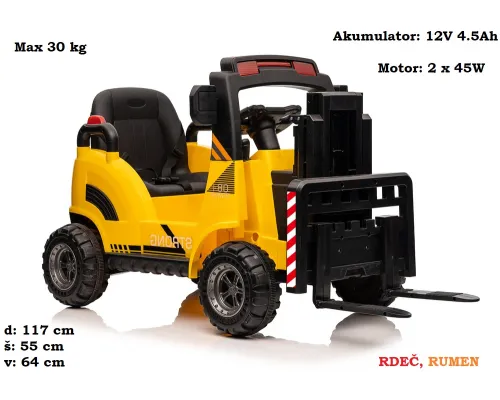 Otroški VILIČAR na akumulator 12V - WH101 (rumen ali rdeč)