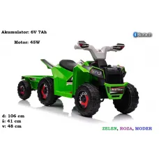 Štirikolesnik s prikolico na akumulator 6V 7Ah - XMX630T (zelen, roza)