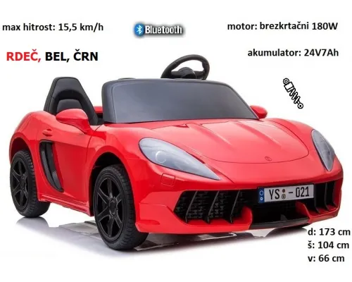 športni avto na akumulator YSA021A 24V 180W (rdeč, bel, rumen, črn)