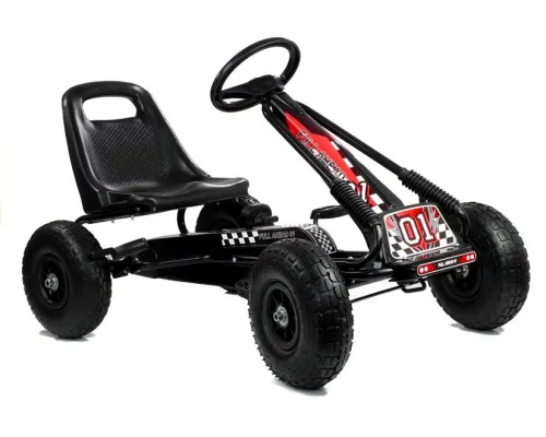 Otroški gokart na pedala A-15 črni z napihljivimi kolesi