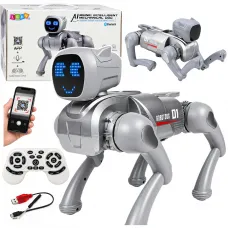 Interaktivni daljinsko voden RC robot AI kuža Bluetooth srebrni 32783