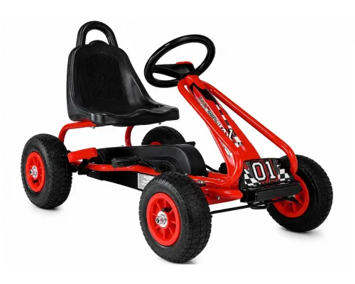 Otroški gokart na pedala G201 rdeči z zaščiteno verigo
