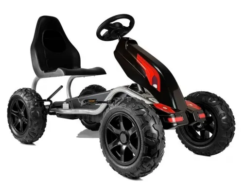 Veliki otroški gokart na pedala B012 črni z napihljivimi kolesi