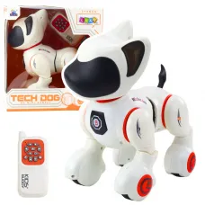 Interaktivni daljinsko voden RC robot kuža z lučmi in zvoki beli oranžni 23287
