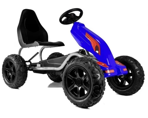 Veliki otroški gokart na pedala B012 modri z napihljivimi kolesi