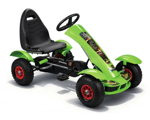 Otroški gokart na pedala F618 zeleni z napihljivimi kolesi