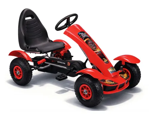 Otroški gokart na pedala F618 rdeči z napihljivimi kolesi