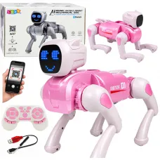 Interaktivni daljinsko voden RC robot roza AI kuža Bluetooth 32782
