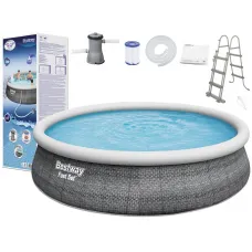 Okrogli napihljivi bazen z robom Bestway 57372 Fast Set 457 x 107 cm