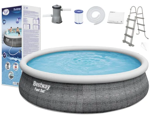 Okrogli napihljivi bazen z robom Bestway 57372 Fast Set 457 x 107 cm
