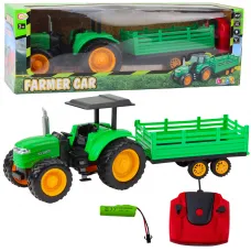 Daljinsko voden RC traktor zeleni farm s prikolico 22935