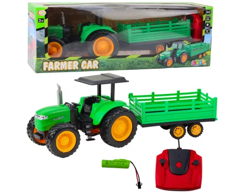 Daljinsko voden RC traktor zeleni farm s prikolico 22935