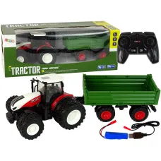 Daljinsko voden RC traktor s prikolico 1 24 rdeči zeleni 15971